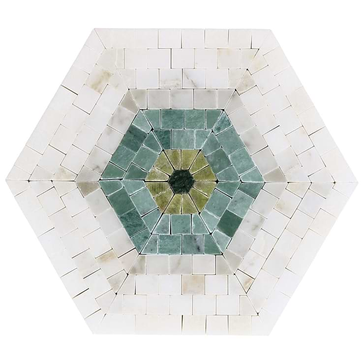 Ako Verde Green 6" Hexagon Marble Micro Mosaic Tile