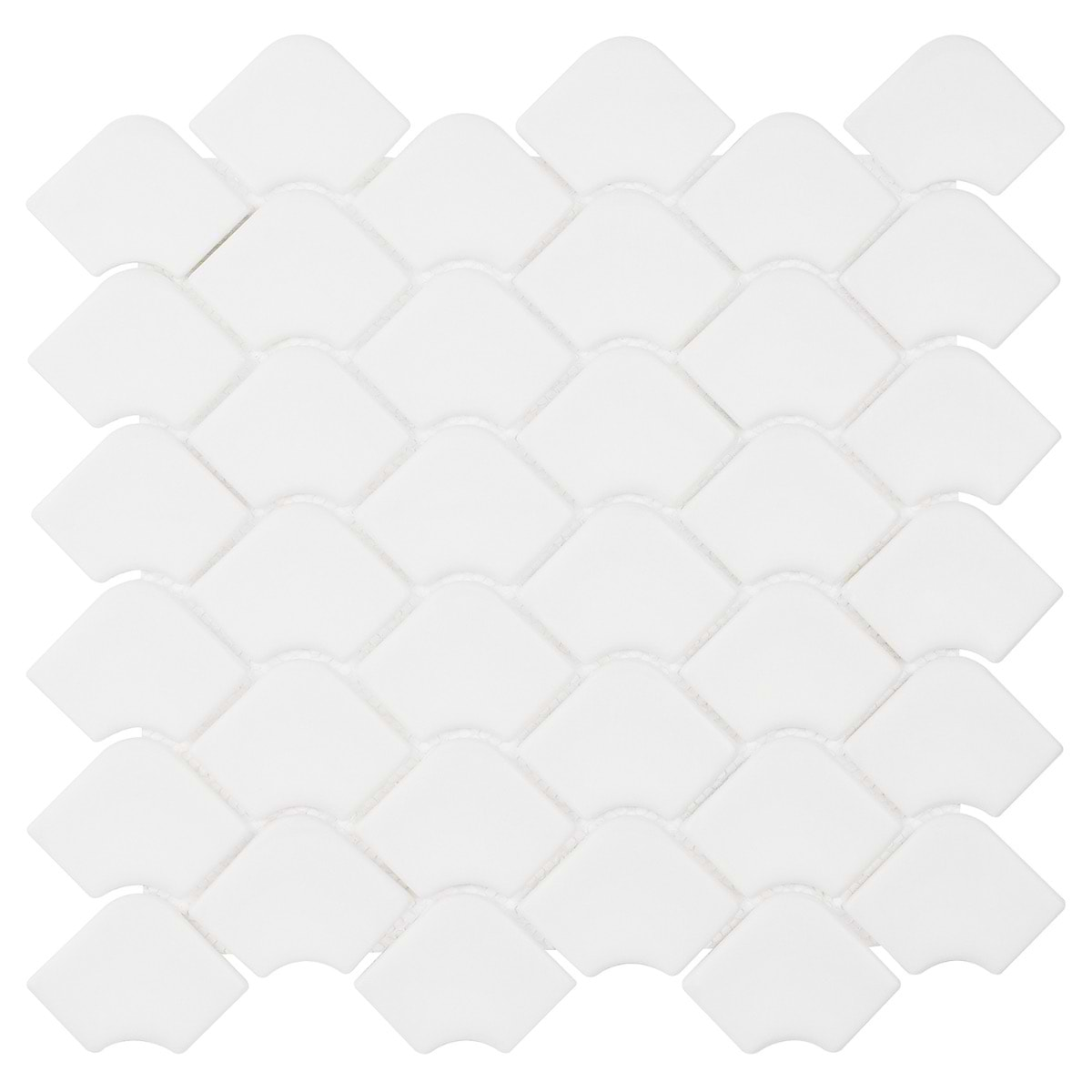 Suki White 2x3 Fishscale Matte Glass Mosaic Tile