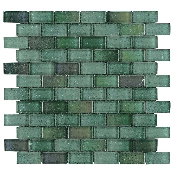 Fairy Green 1x2 Polished Glass Mosiac Tile