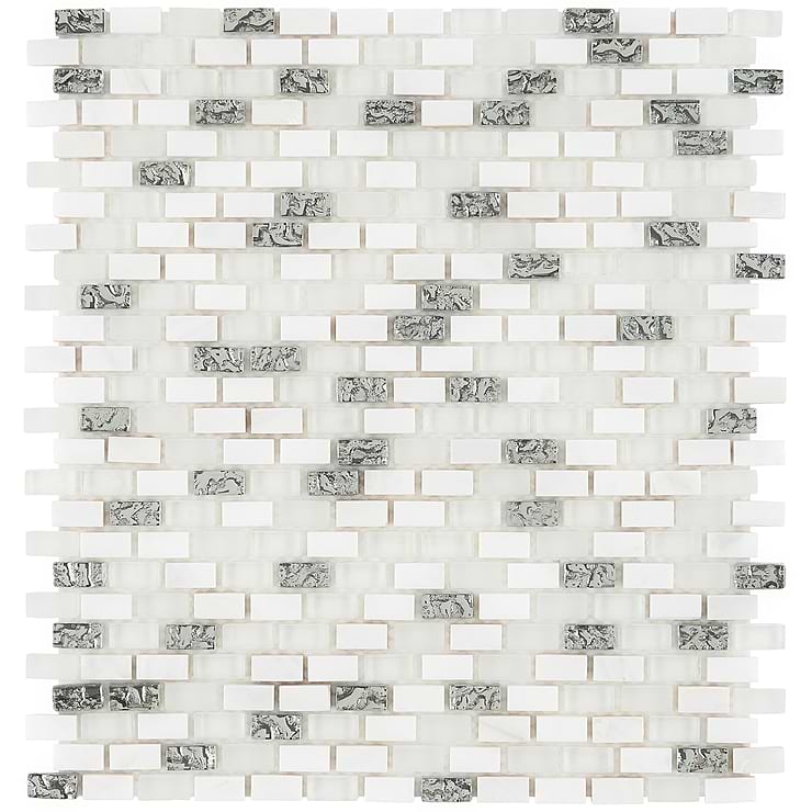 Paragon Atlantic Bubble Gray Mini Brick Marble & Glass Mosaic Tile