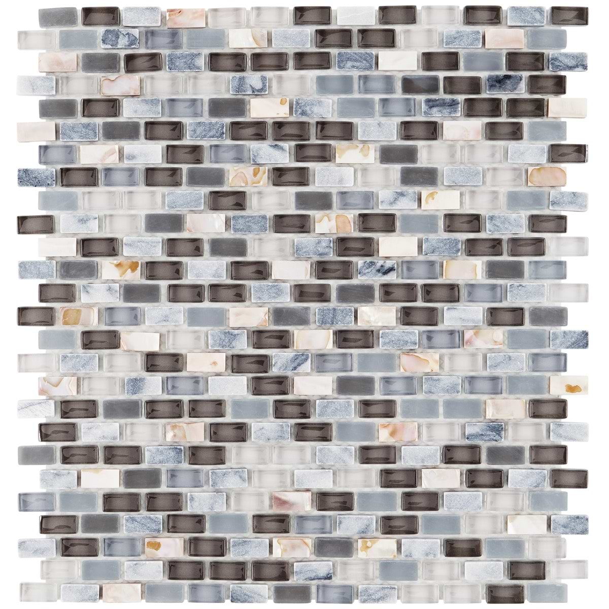 Paragon Surf Periwinkle Purple Mini Brick Textured Marble & Glass Mosaic Tile