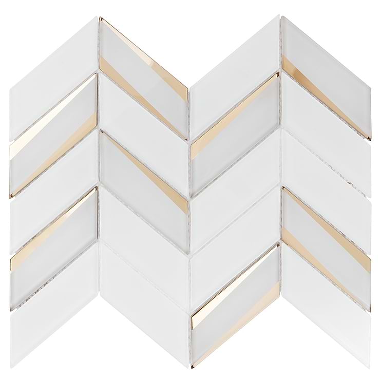 Kasol Roma White and Gold 2x4 Mirrored Glass Polished Mosaic Tile