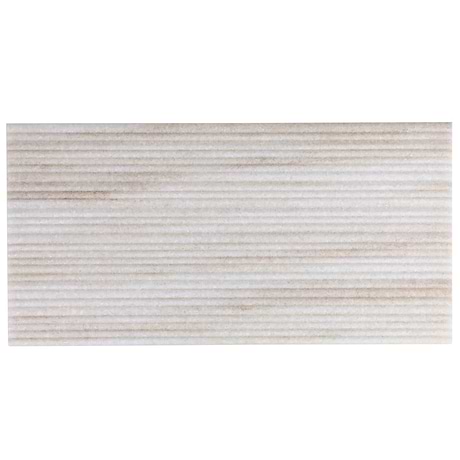 Waves Golden Valley White 12x24 Fluted 3D Honed Marble Tile