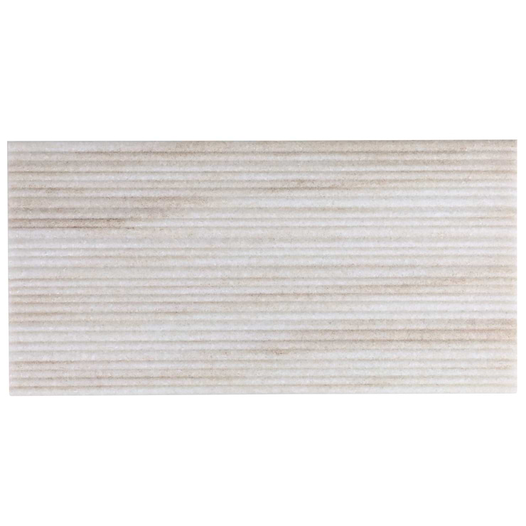 Waves Golden Valley White 12x24 Fluted 3D Honed Marble Tile