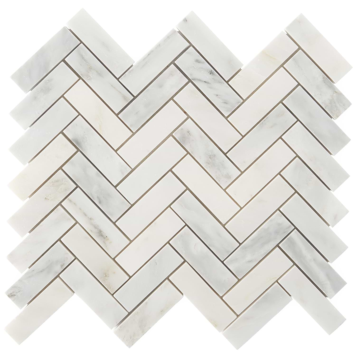 Asian Statuary 1x3" Herringbone Polished Marble Mosaic Tile