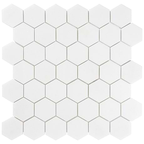 White Thassos White 2" Hexagon polished Marble Mosaic