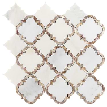 Eva White 4" Polished Marble & Pearl Mosaic by Cassie Chapman