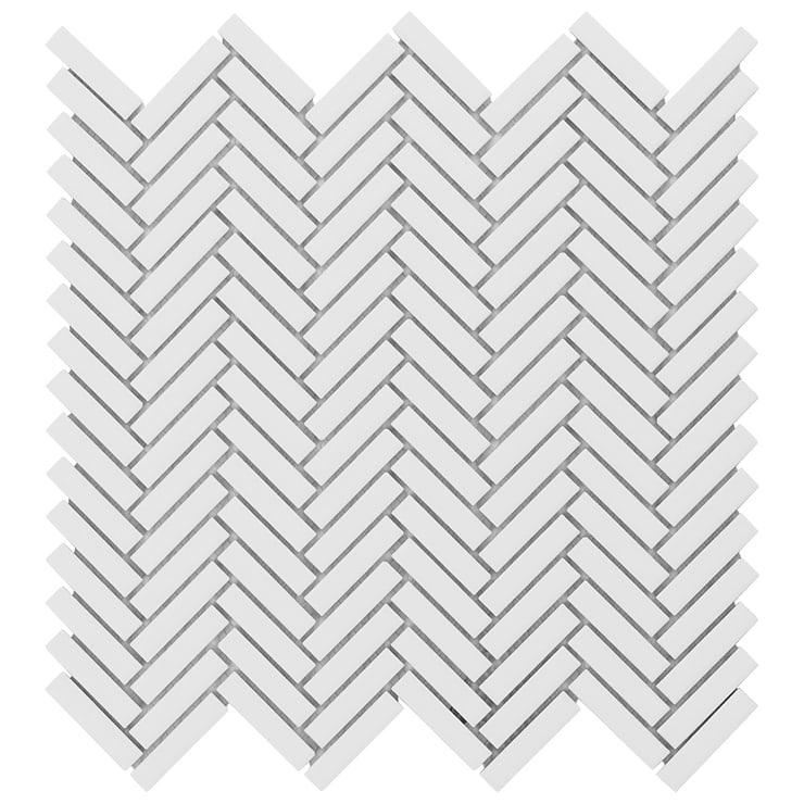 Kai White 1x2" Herringbone Matte Porcelain Mosaic Tile