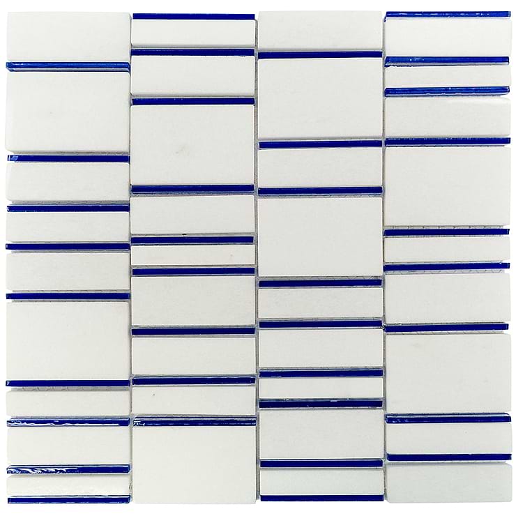 Sky's The Limit Blue and White Marble & Glass Polished Mosaic Tile