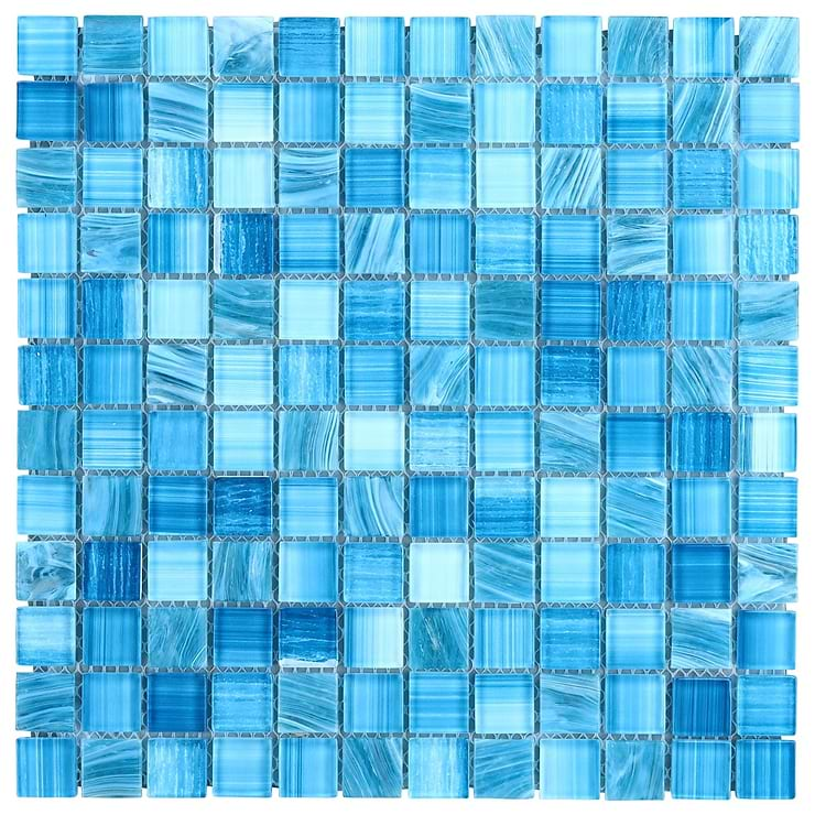 Marley Ocean Blue 1x1 Polished Glass Mosaic