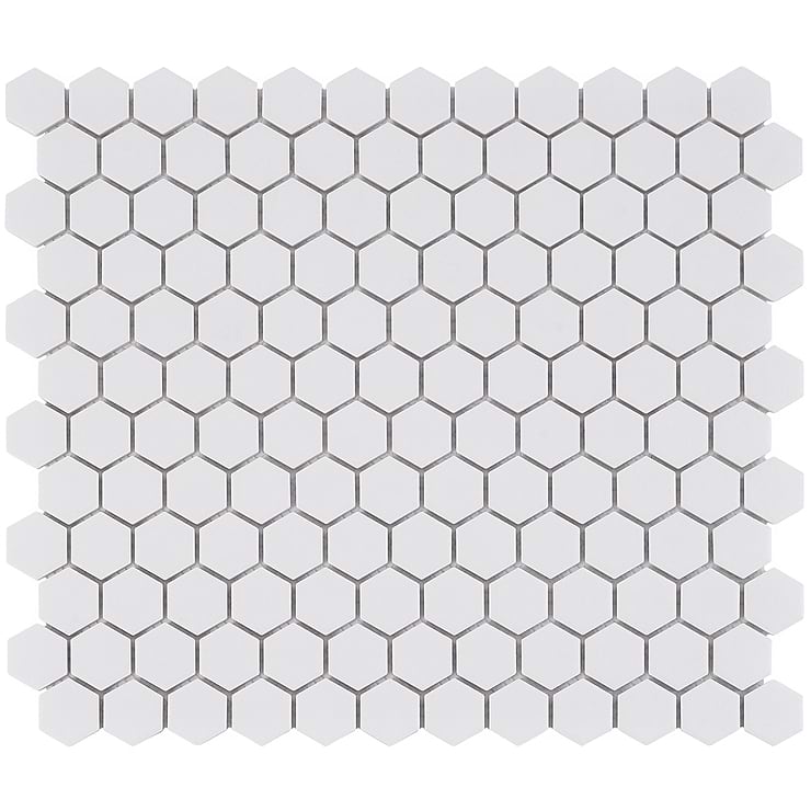 Level White 1" Hexagon Matte Porcelain Mosaic Tile