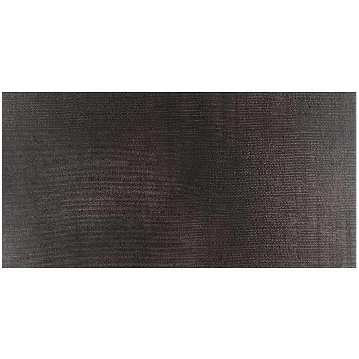 Ristretto LVT Charcoal Black 12x24 Fabric Look Glue Down Luxury Vinyl Tile 