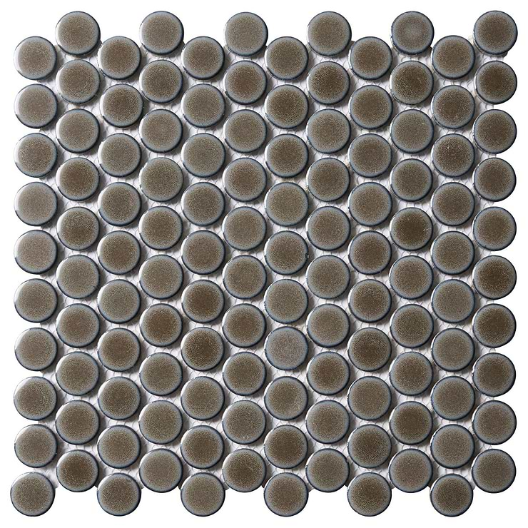 Nirvana Dark Gray Rimmed 1" Circle Polished Porcelain Mosaic Tile