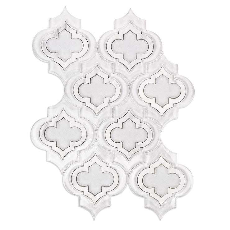 Kensington Super White Glass & Asian Statuary Marble Tile