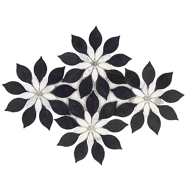 Wildflower Horizon Black & White Polished Marble Mosaic - Sample