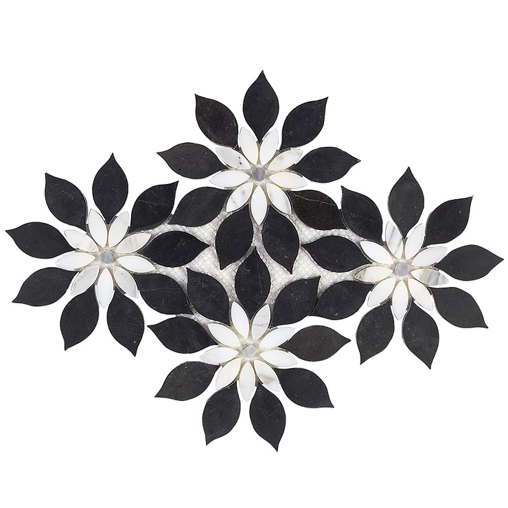 Wildflower Black Horizon Marble Tile 