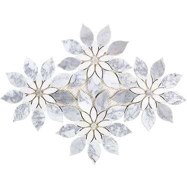 Wildflower Winds Breath White Polished Marble Mosaic
