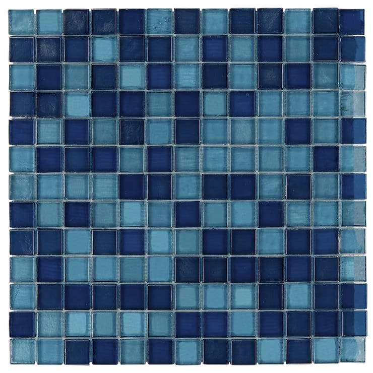 Ohana Small Squares Sapphire Blue 1x1 Glass Mosaic Tile