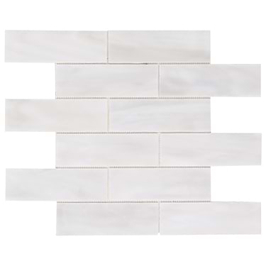 Bespoke Rain Cloud White 2x6 Brick Polished Glass Mosaic