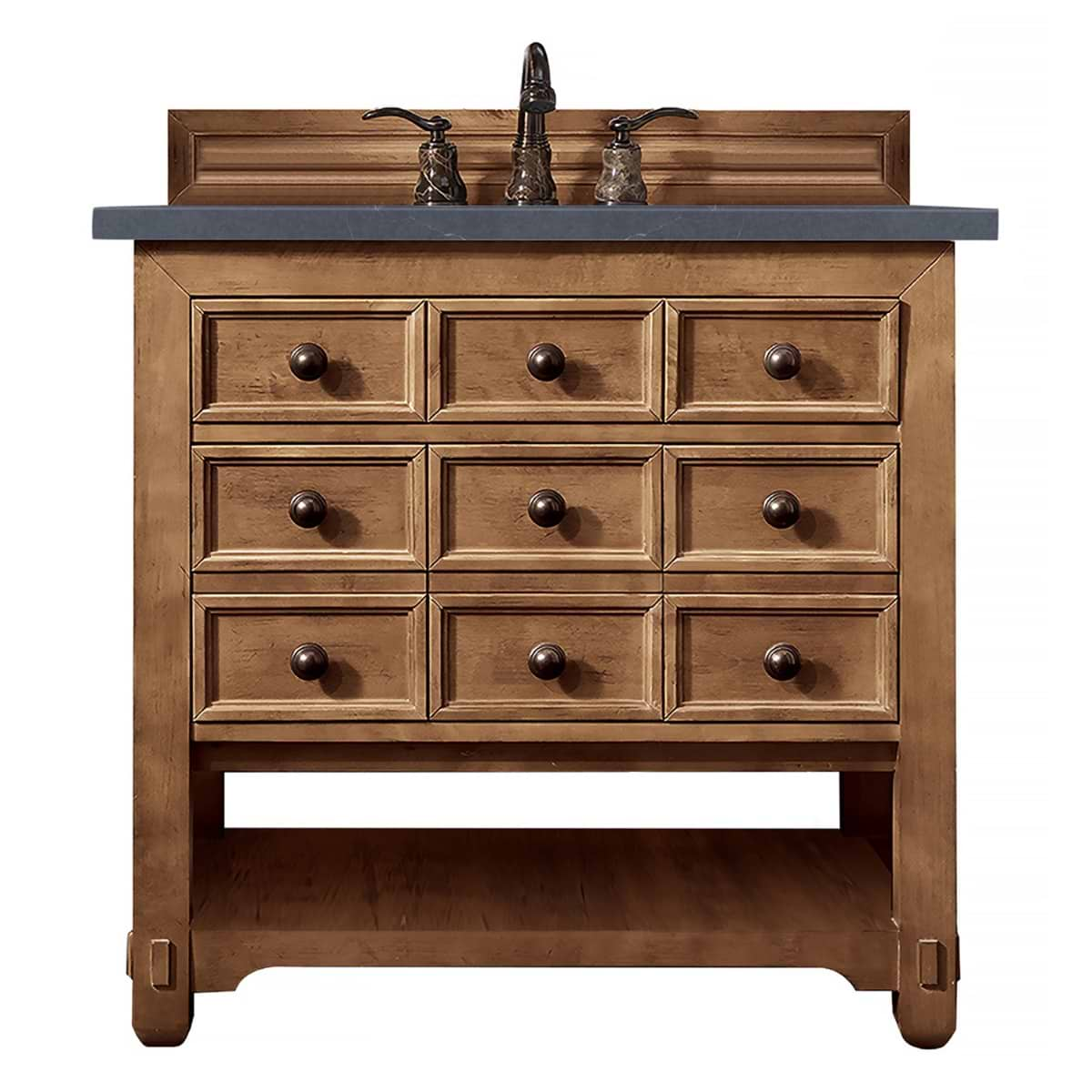 James Martin Vanities Malibu 36" Honey Alder Vanity and Charcoal Soapstone Quartz Counter