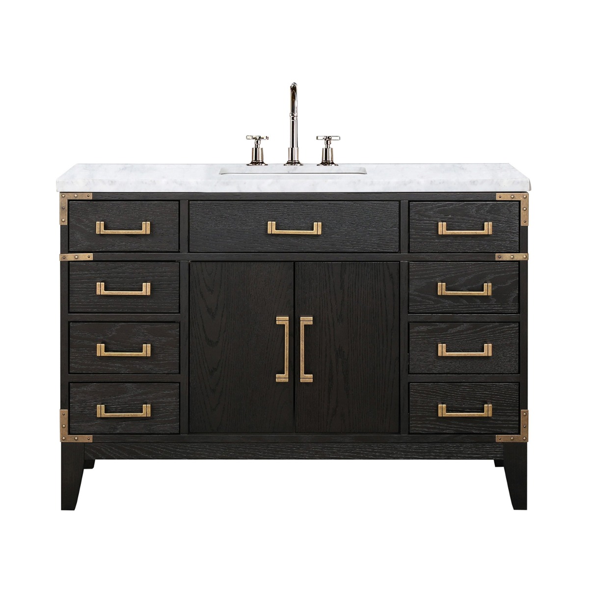 Aiden Black Oak 48" Single Vanity with Carrara Marble Top