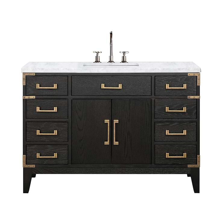 Aiden Black Oak 48" Single Vanity with Carrara Marble Top