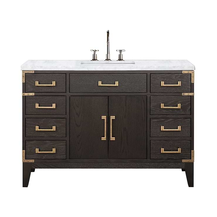 Aiden Brown Oak 48" Single Vanity with Carrara Marble Top