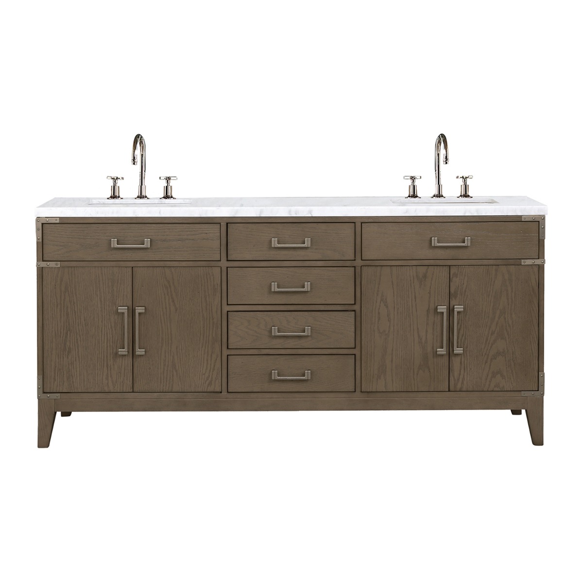 Aiden Gray Oak 72" Double Vanity wth Carrara Marble Top