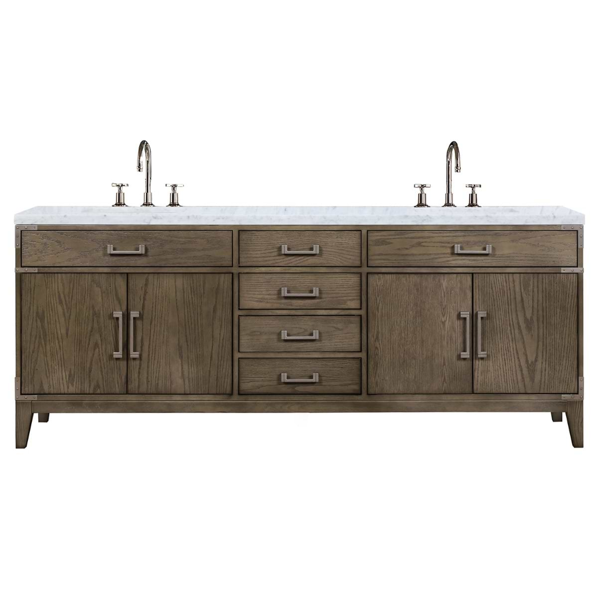 Aiden Gray Oak 84" Double Vanity wth Carrara Marble Top