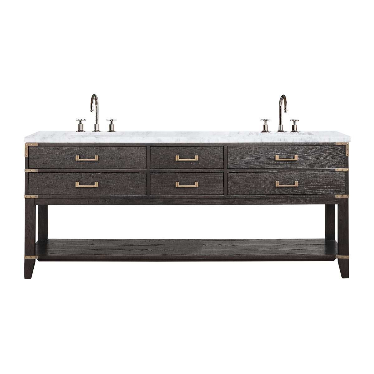 Calico Brown Oak 80" Double Vanity with Carrara Marble Top