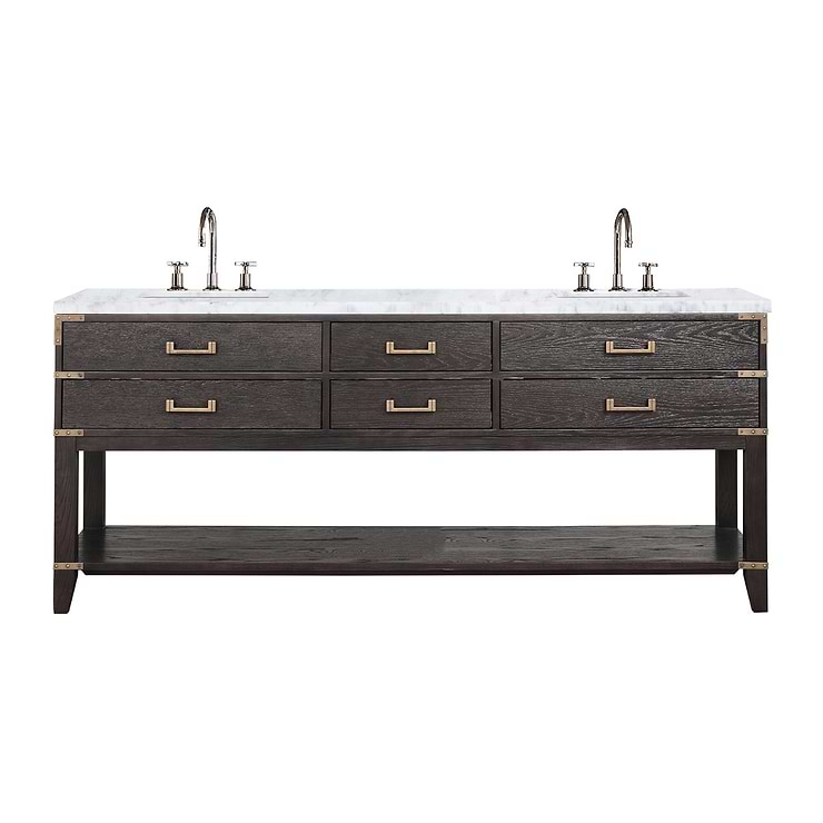 Calico Brown Oak 80" Double Vanity with Carrara Marble Top