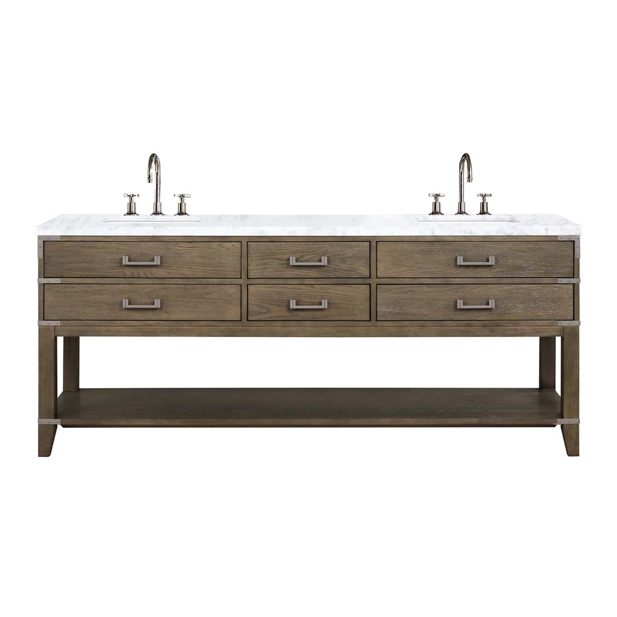 Calico Gray Oak 80" Double Vanity with Carrara Marble Top