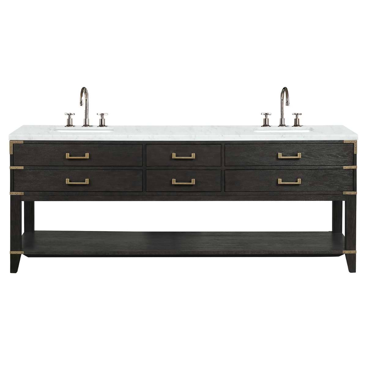 Calico Black Oak 84" Double Vanity with Carrara Marble Top