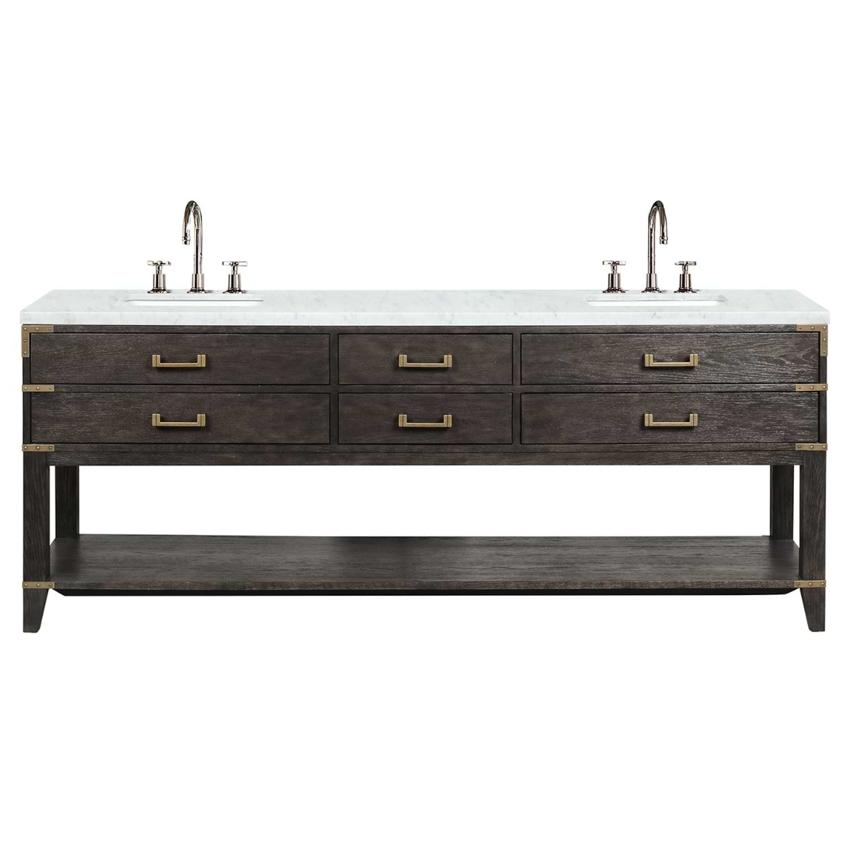 Calico Brown Oak 84" Double Vanity with Carrara Marble Top