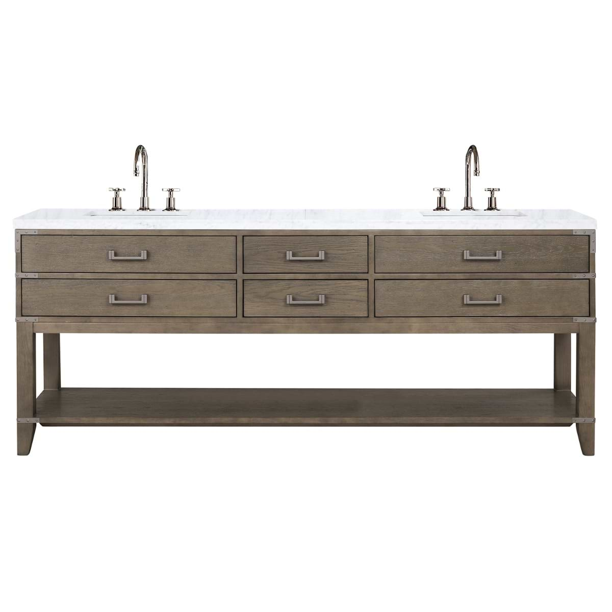 Calico Gray Oak 84" Double Vanity with Carrara Marble Top