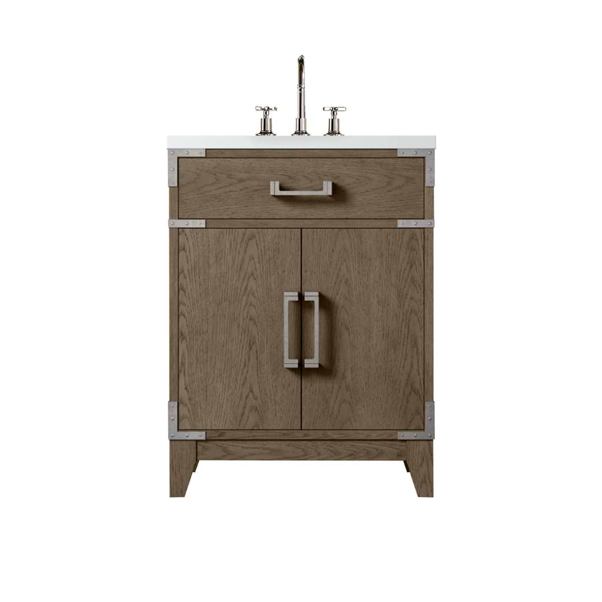 Aiden Gray Oak 24" Single Vanity with Integrated White Acrylic Top