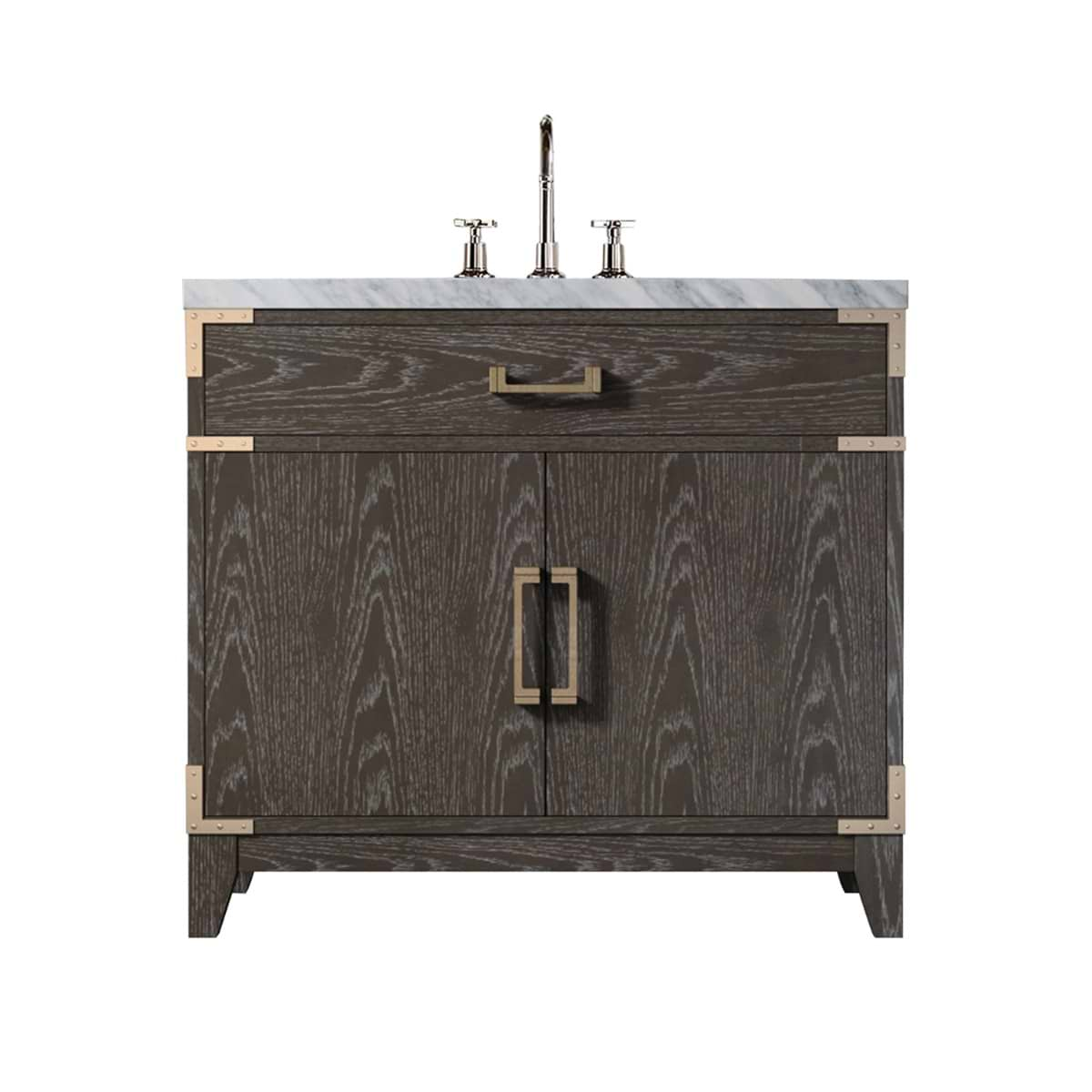 Aiden Brown Oak 36" Single Vanity with Carrara Marble Top