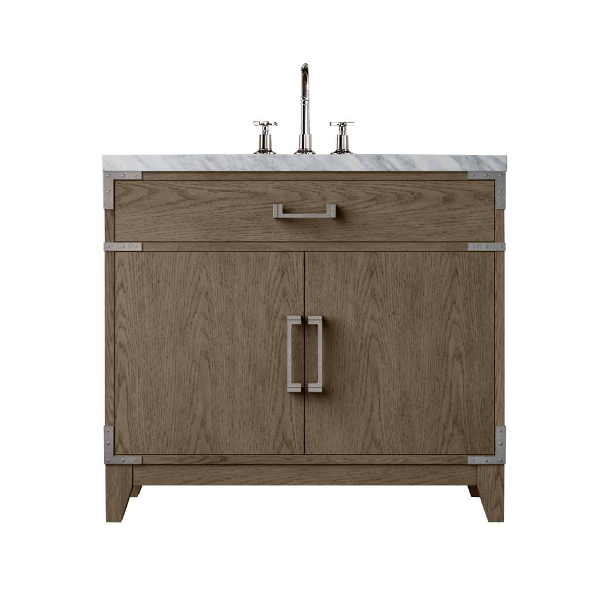 Aiden Gray Oak 36" Single Vanity wth Carrara Marble Top