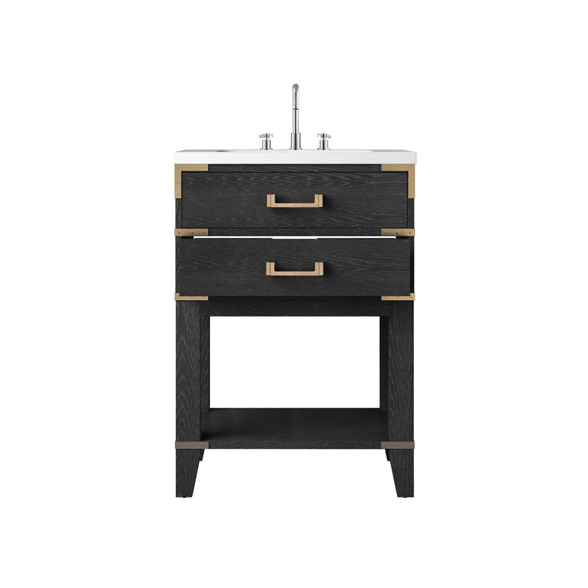 Calico Black Oak 24" Single Vanity with Integrated White Acrylic Top