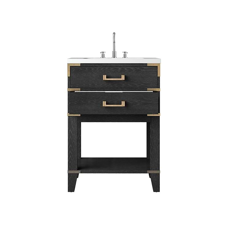 Calico Black Oak 24" Single Vanity with Integrated White Acrylic Top