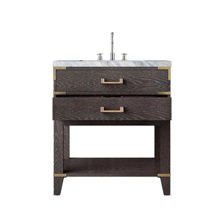 Calico Brown Oak 30" Single Vanity with Carrara Marble Top