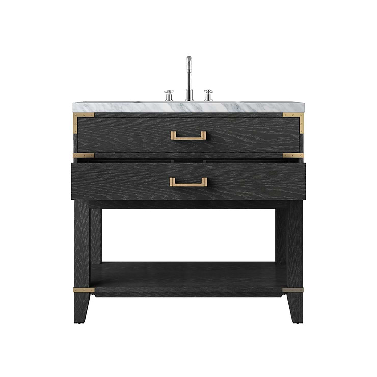 Calico Black Oak 36" Single Vanity with Carrara Marble Top