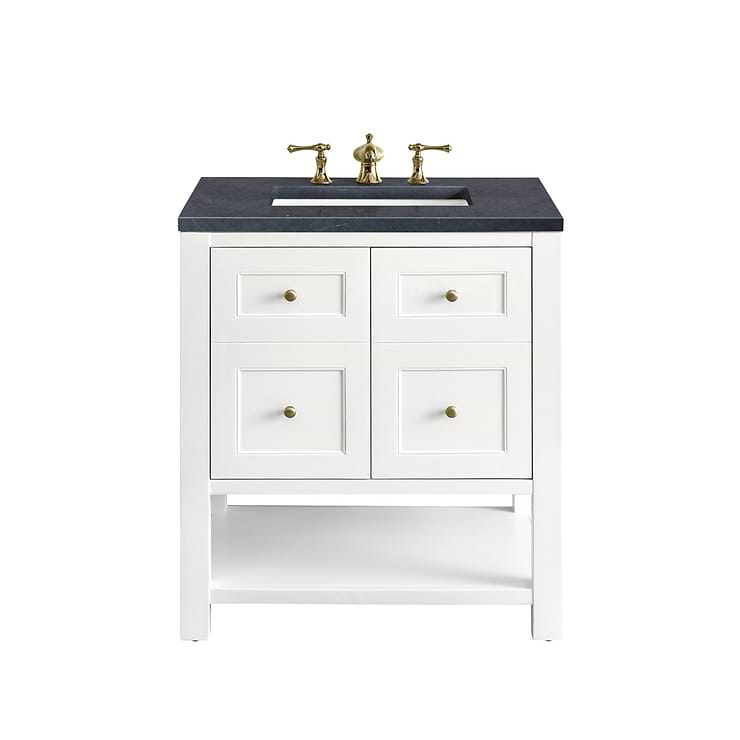 James Martin Vanities Breckenridge Bright White 30" Single Vanity with Charcoal Soapstone Quartz Top