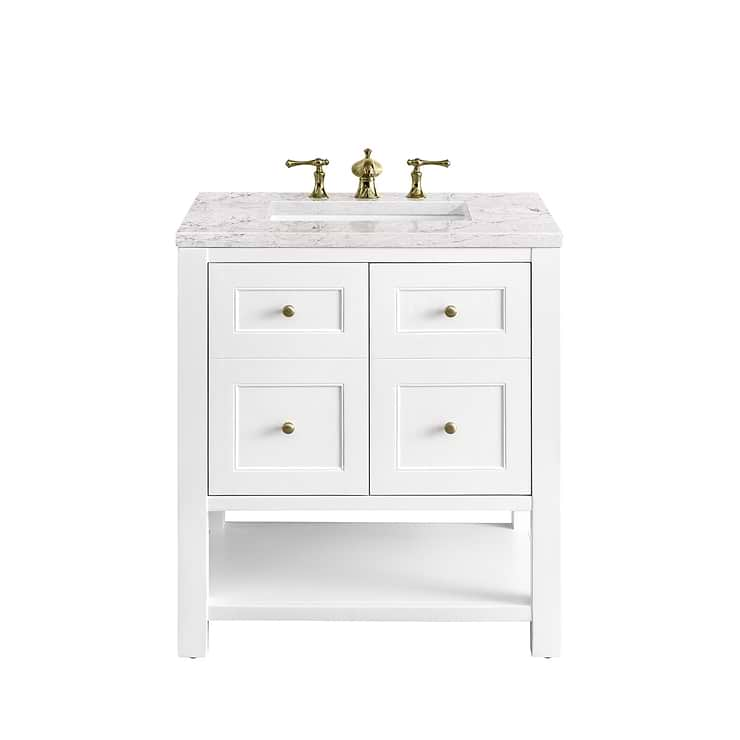 James Martin Vanities Breckenridge Bright White 30" Single Vanity with Eternal Jasmine Pearl Quartz Top