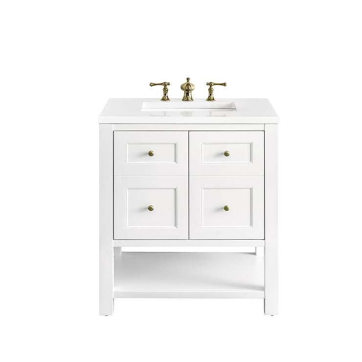 James Martin Vanities Breckenridge Bright White 30" Single Vanity with White Zeus Quartz Top