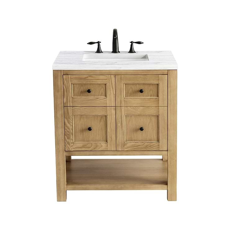 James Martin Vanities Breckenridge Light Natural Oak 30" Single Vanity with Arctic Fall Solid Surface Top