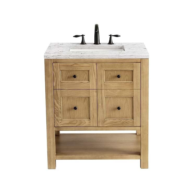 James Martin Vanities Breckenridge Light Natural Oak 30" Single Vanity with Eternal Jasmine Pearl Quartz Top