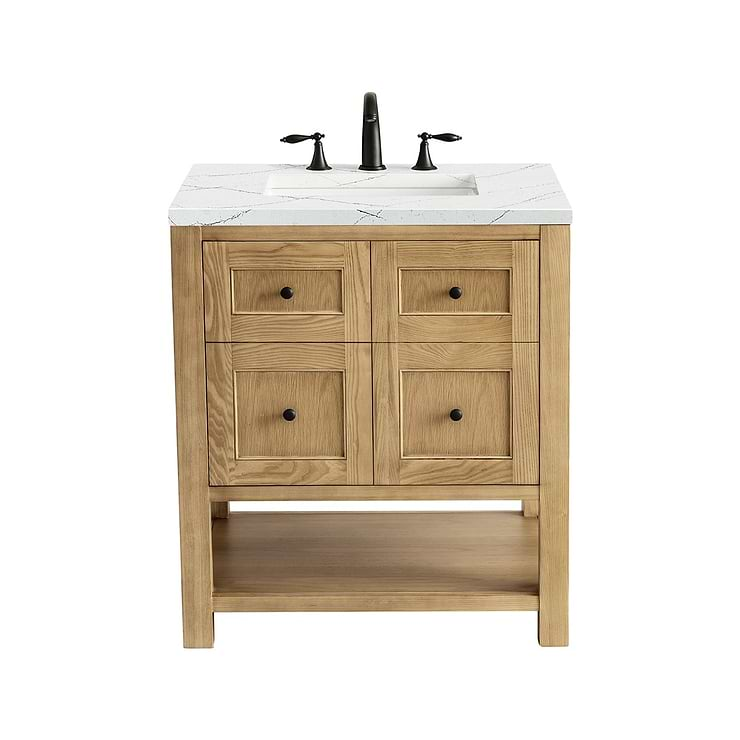 James Martin Vanities Breckenridge Light Natural Oak 30" Single Vanity with Ethereal Noctis Quartz Top