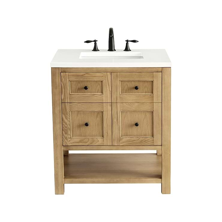 James Martin Vanities Breckenridge Light Natural Oak 30" Single Vanity with White Zeus Quartz Top