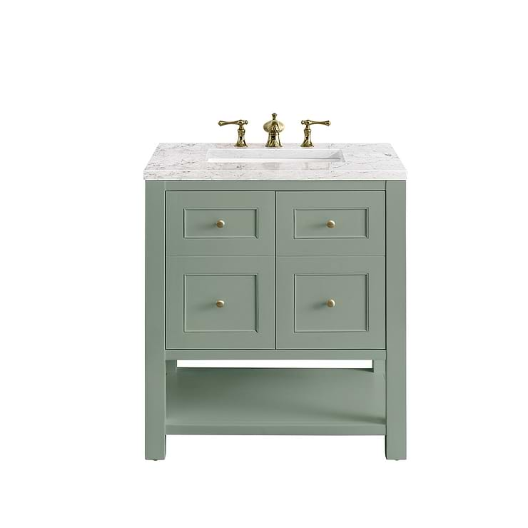 James Martin Vanities Breckenridge Smokey Celadon Green 30" Single Vanity with Eternal Jasmine Pearl Quartz Top